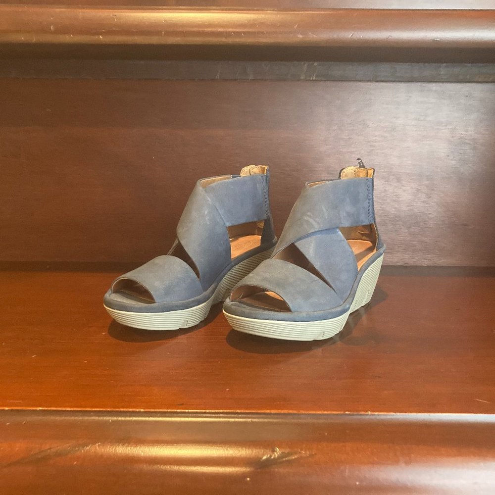 Clark's Navy Wedge Sandals